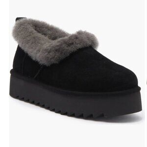 NIB UGGS AUSTRALIA UGG NITA PLATFROM SLIPPERS BLACK SIZE 8 USA